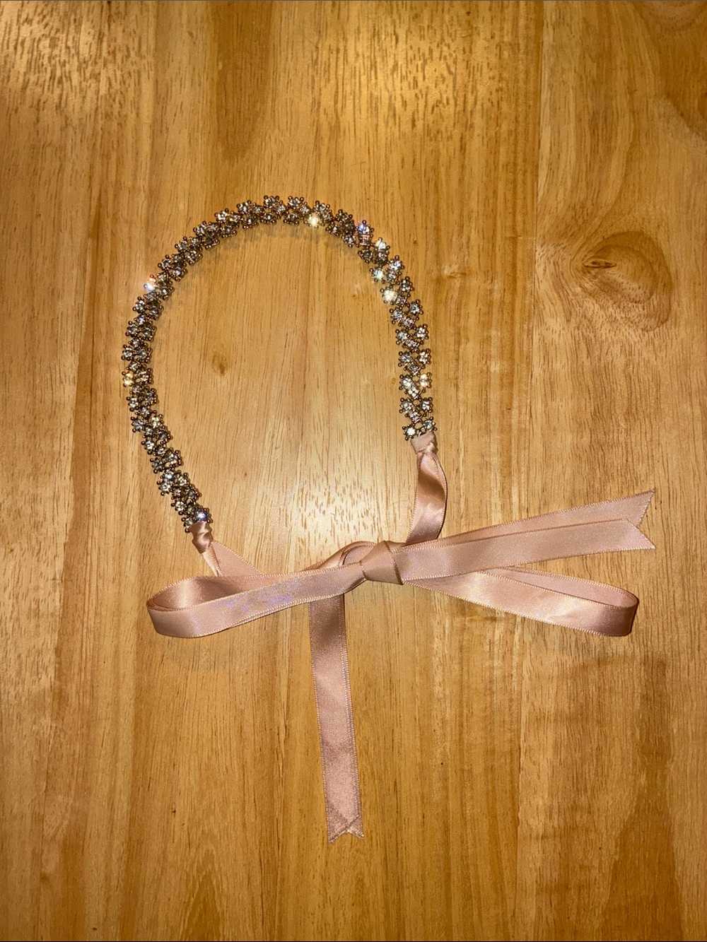 Crystal Floral Pink Ribbon Headband